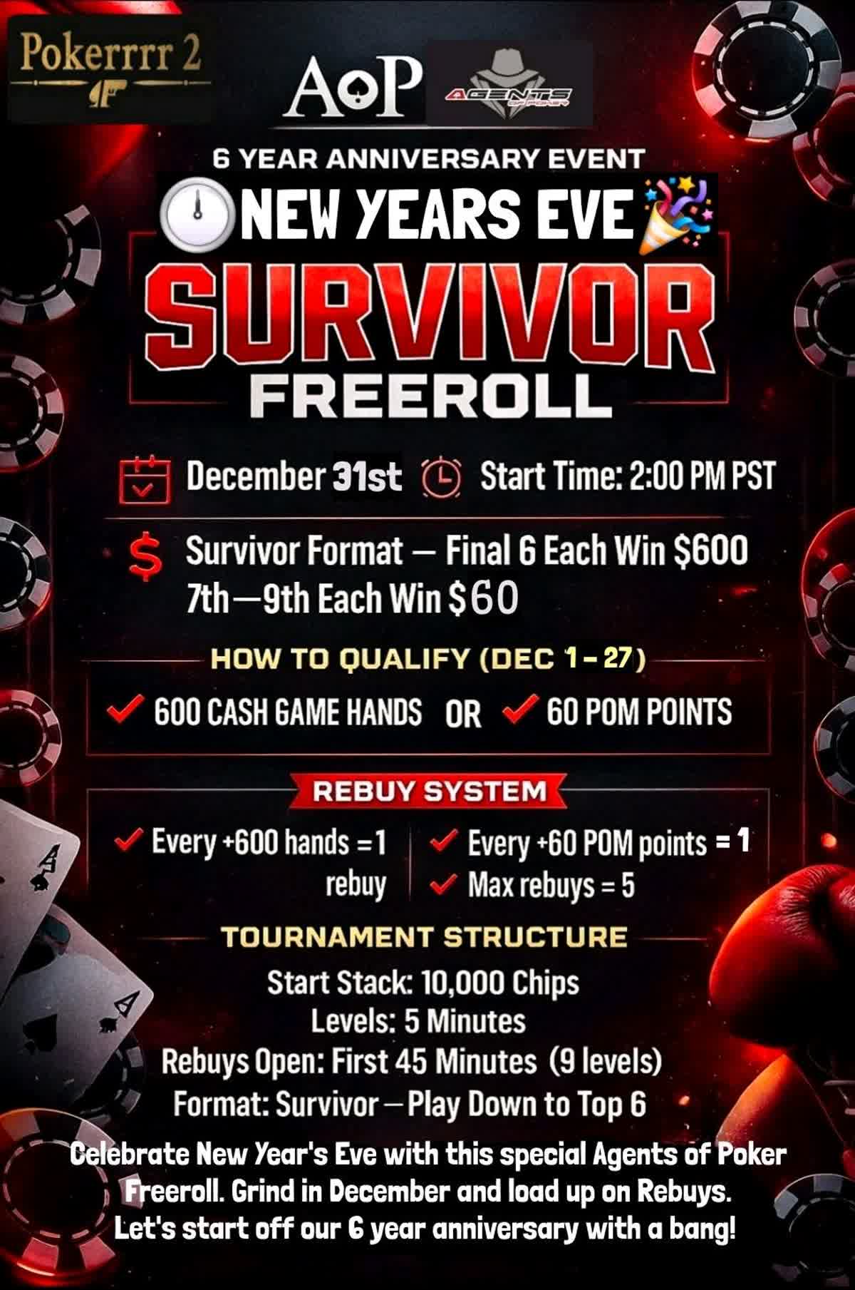 New Years Eve Survivor Freeroll