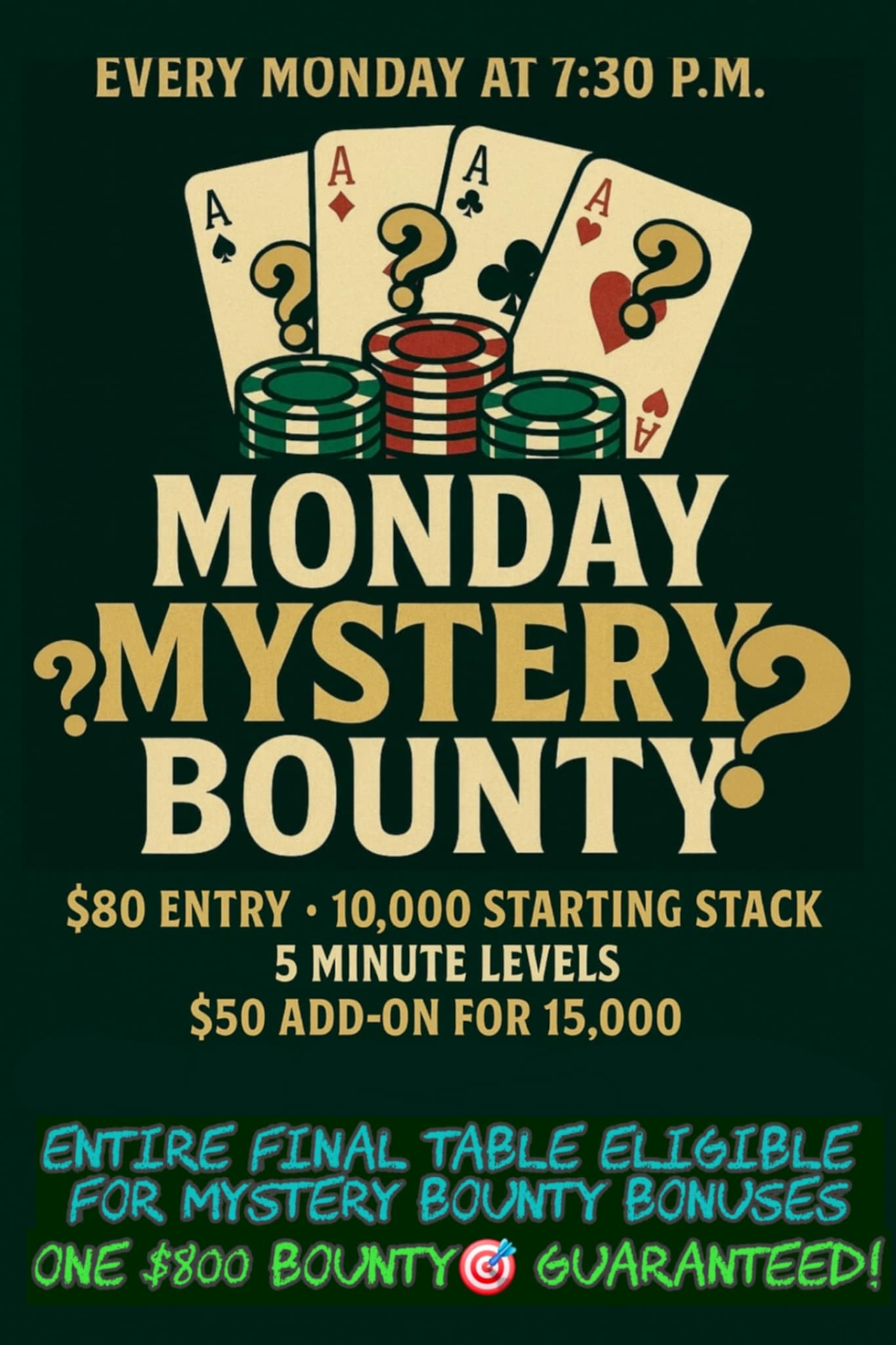 Mystery bounty tournament flyer
